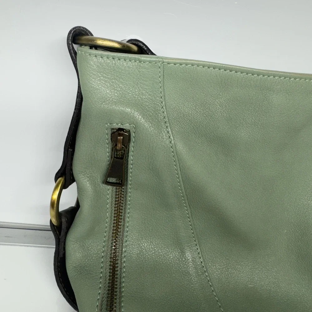 Sundance Made in Italy Leather Shoulder Bag Sage Green Hobo Style - Picture 8 of 16